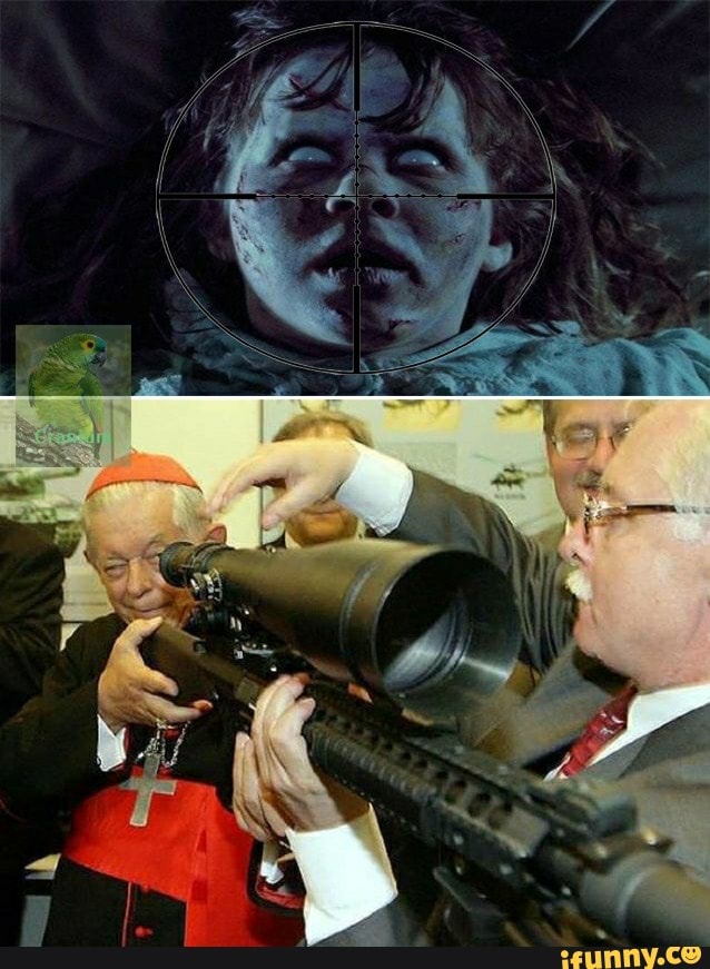 exorcista, exorcismo, padre, sniper, arma, engraçado, humor, memesbr