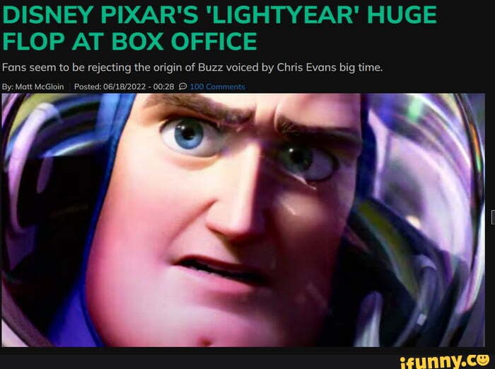 DISNEY PIXAR'S 'LIGHTYEAR' HUGE FLOP AT BOX OFFICE Fans seem to be