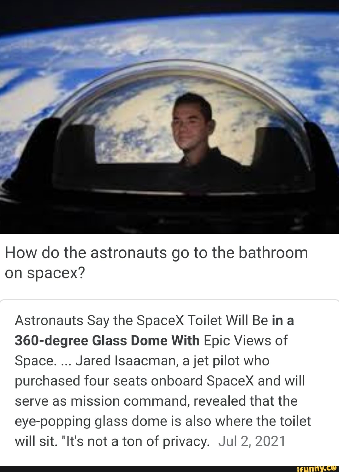 How do the astronauts go to the bathroom on spacex? Astronauts Say the