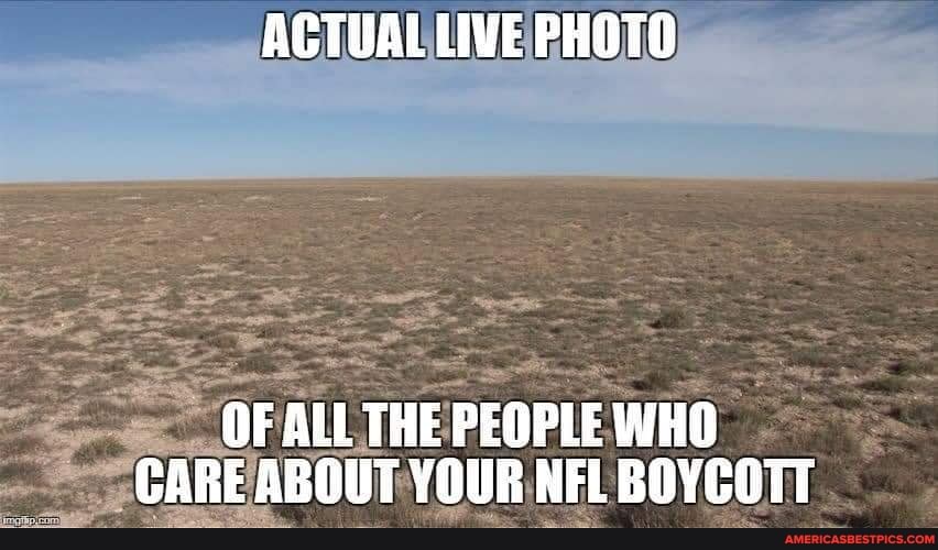 ACTUAL LIVE PHOTO
OF ALL THE PEOPLE WHO CARE ABOUT YOUR NFL BOYCOTT