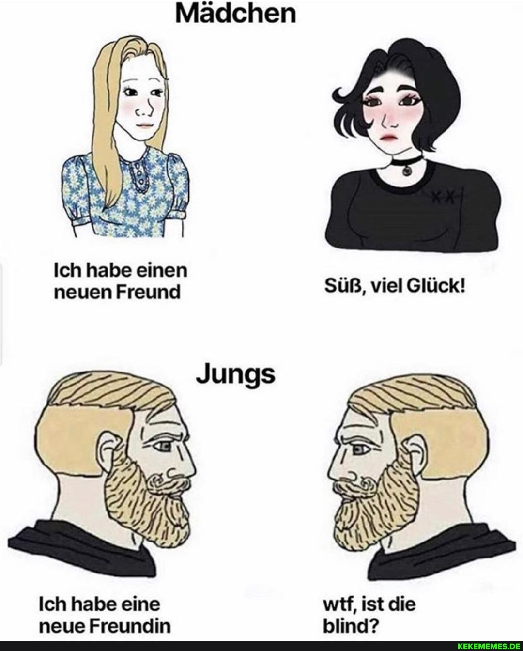 Mädchen
Ich habe einen neuen Freund Süß, viel Glück!
Ich habe eine witf, ist die neue Freundin blind?