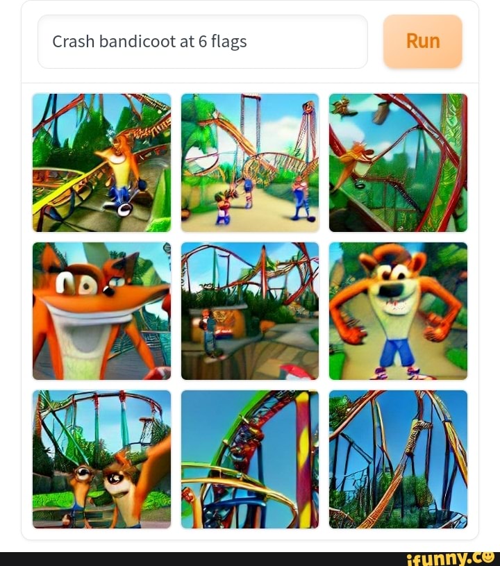 Crash bandicoot at 6 flags Run iFunny