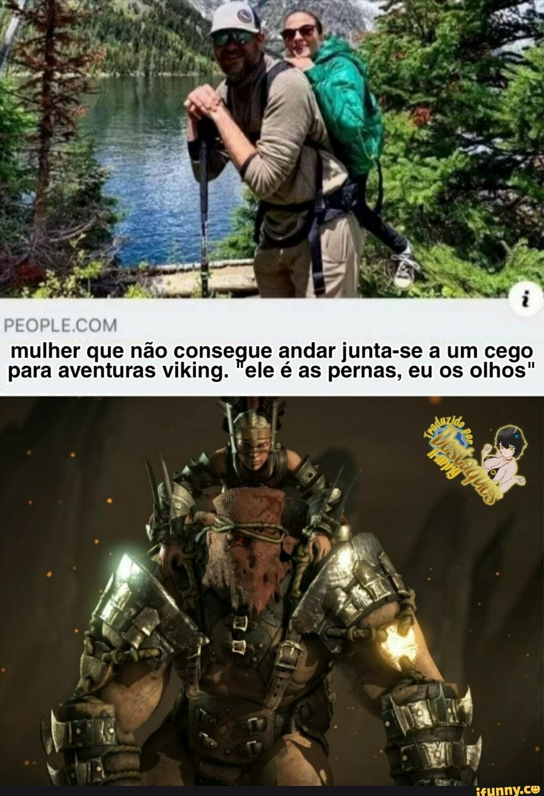 PEOPLECOM
mulher que não consegue andar junta-se a um cego para aventuras viking. ele é as pernas, eu os olhos"