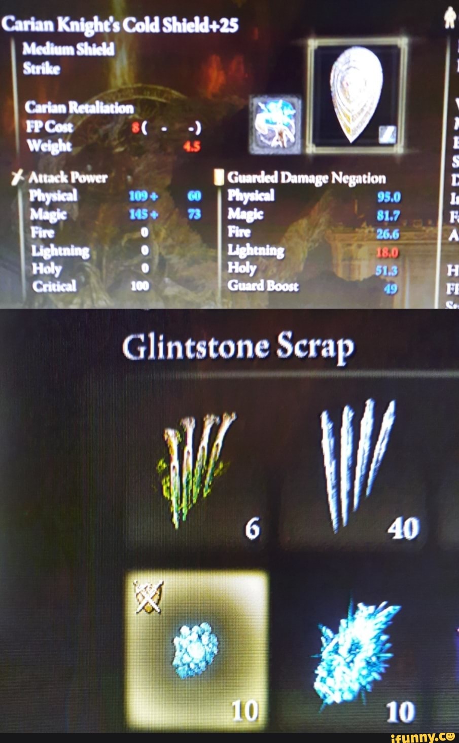 Ariin Kight's Cold Shield +25 Shicld Strtke Canan Retahation IP Cost