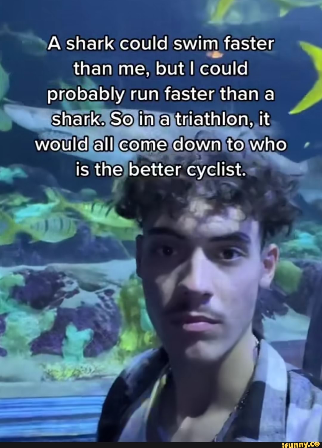 A shark could swim faster than me, but I could probably run faster than