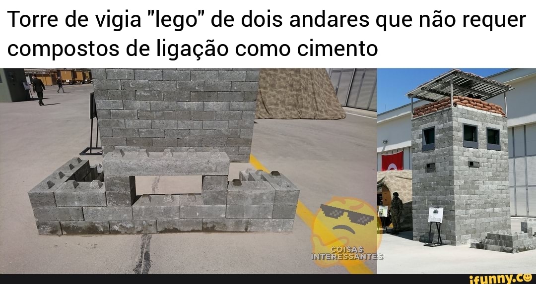 Torre de vigia "lego" de dois andares que não requer
compostos de ligação como cimento