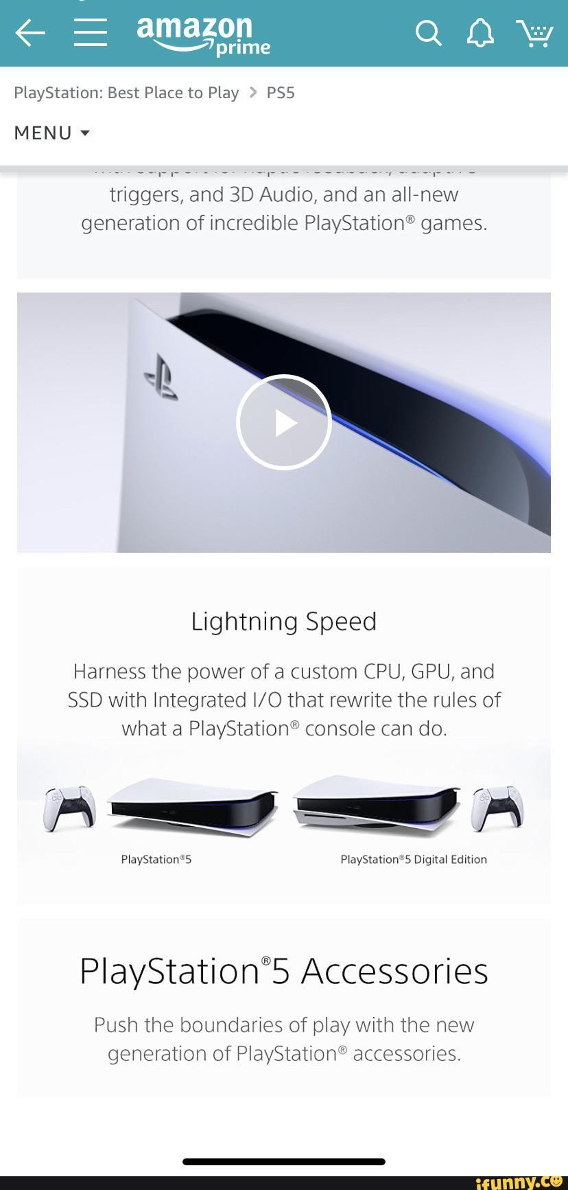 = amazon prime PlayStation Best Place to Play > PS5S MENU generation