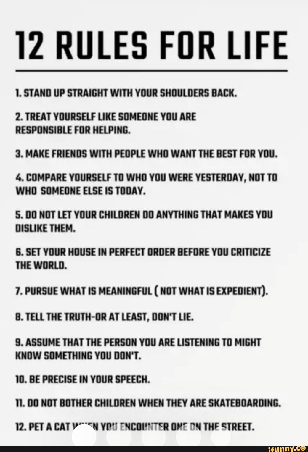 12 RULES FOR LIFE 1. STAND UP STRAIGHT WITH YOUR SHOULDERS BACK. 2 ...