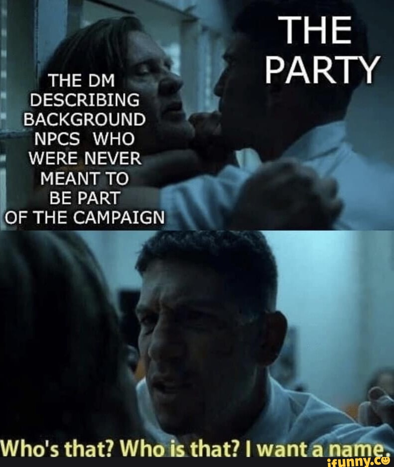 THE THE DM PARTY DESCRIBING BACKGROUND NPCS WHO WERE NEVER MEANT TO BE