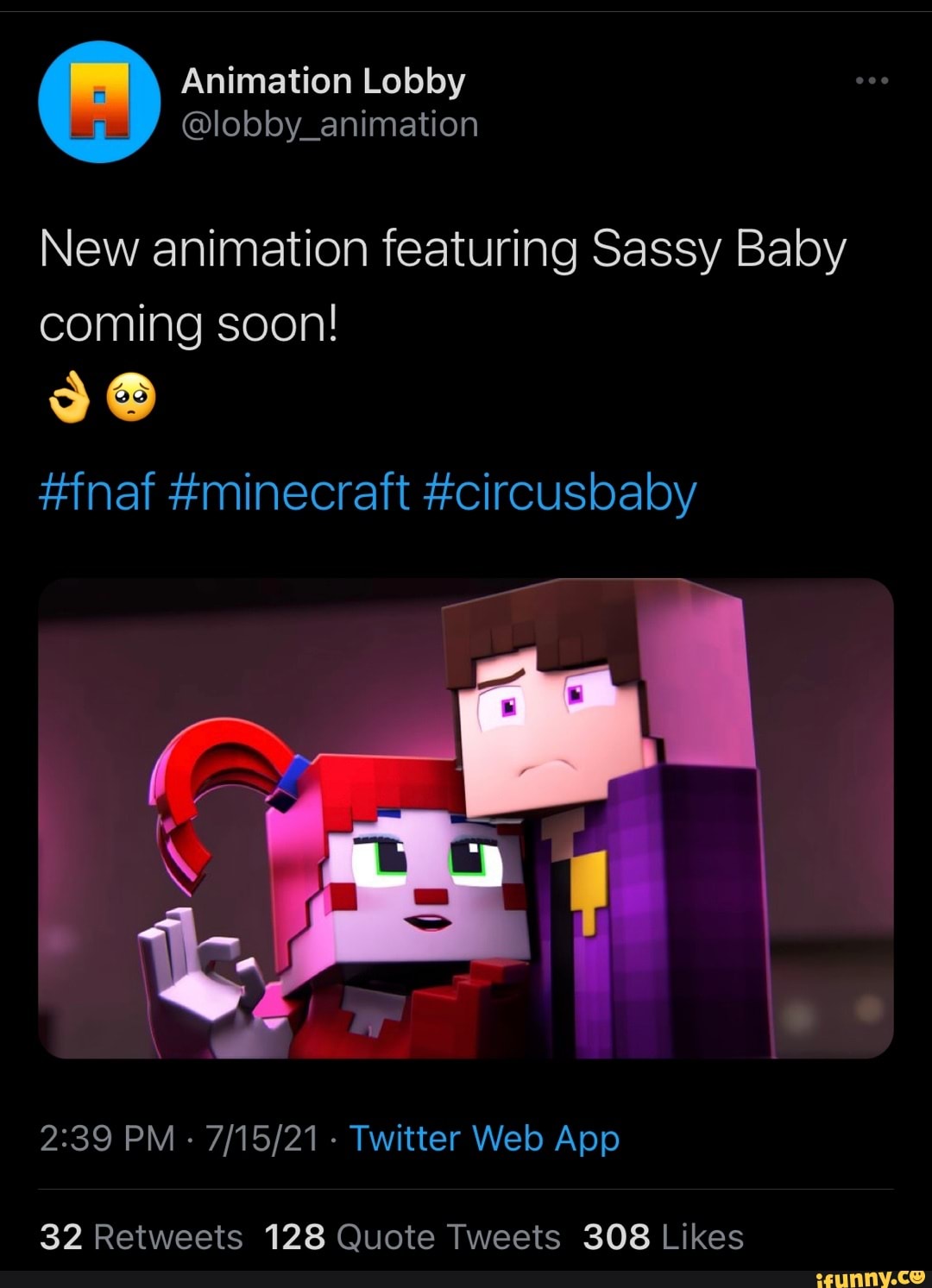 New animation featuring Sassy Baby coming soon! #fnaf #minecraft  #circusbaby - iFunny