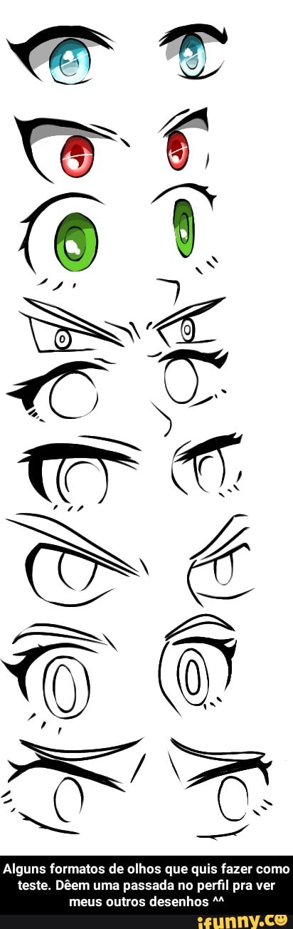 Alguns formatos de olhos que quis fazer como teste. Dêem uma passada no perfil pra ver meus outros desenhos ^^