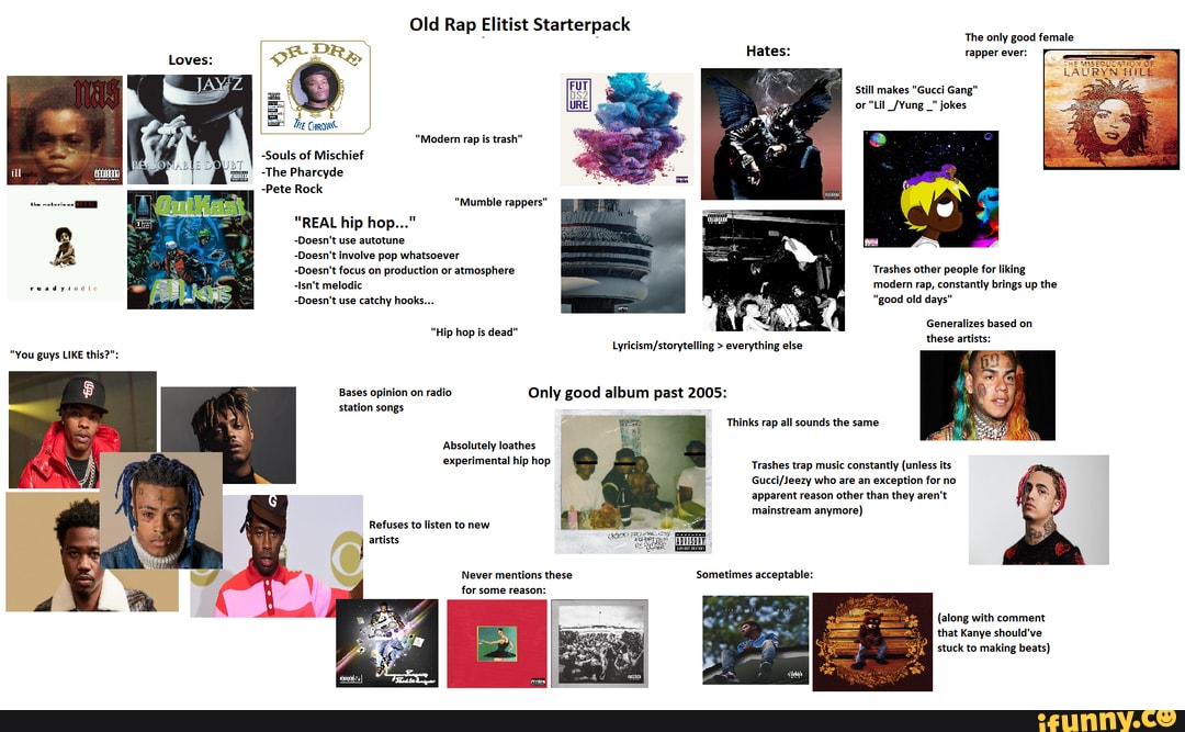 Old Rap Elitist Starterpack Loves: 