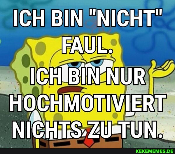 ICH BIN "NICHT"
FAUL.
ICH'BIN'NUR HOCHMOTIVIERT NICHTS: ZU-TUN.