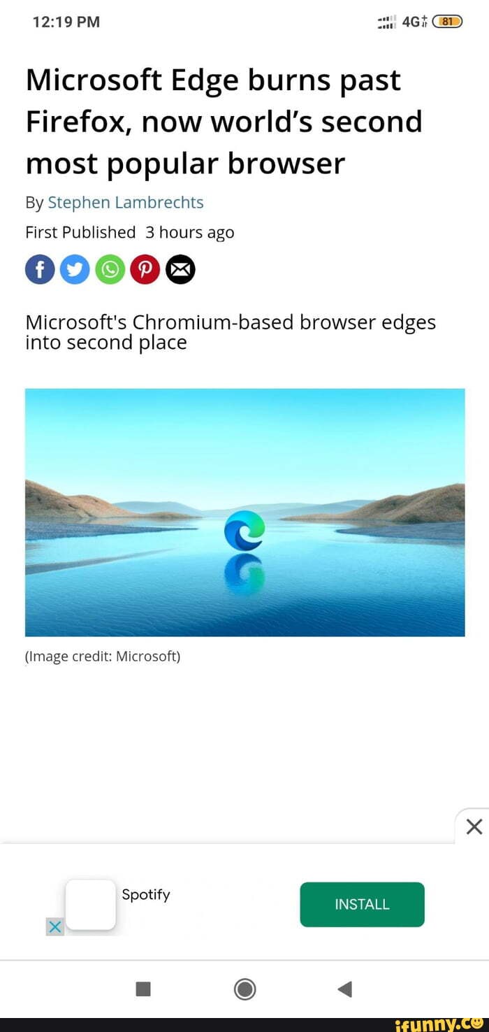 microsoft edge browser world second most