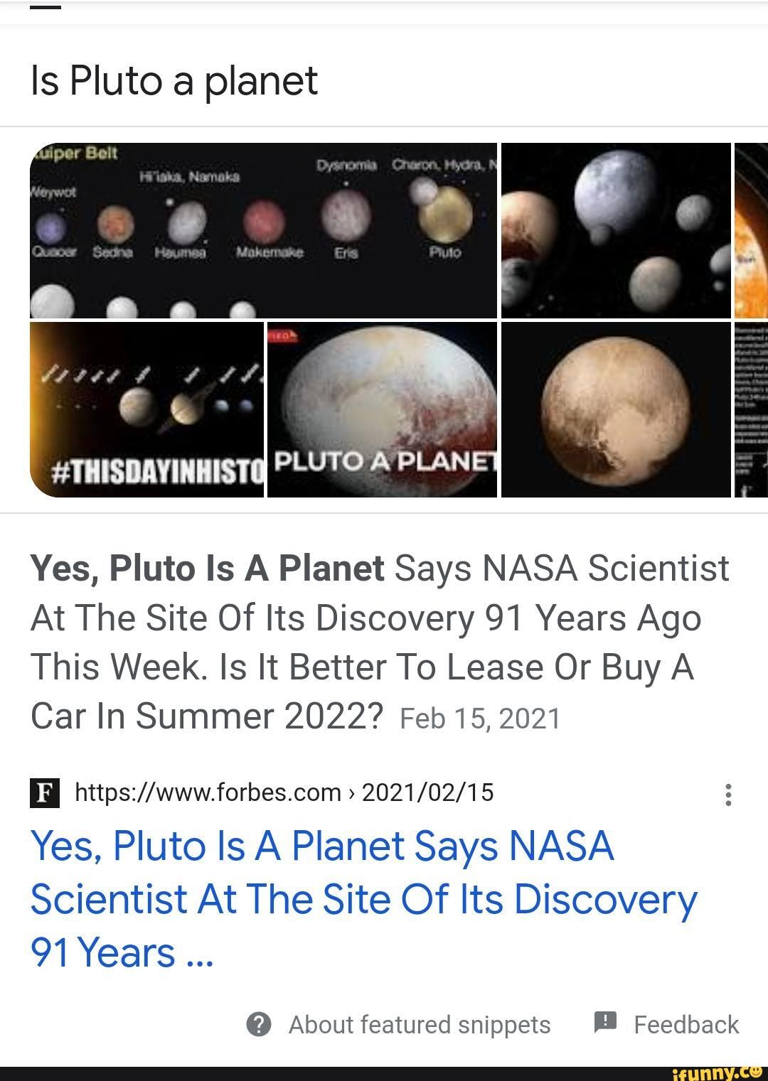 Is Pluto a CI (Son THISDAYINHISTG PLUTO A PLAN Yes, Pluto Is A