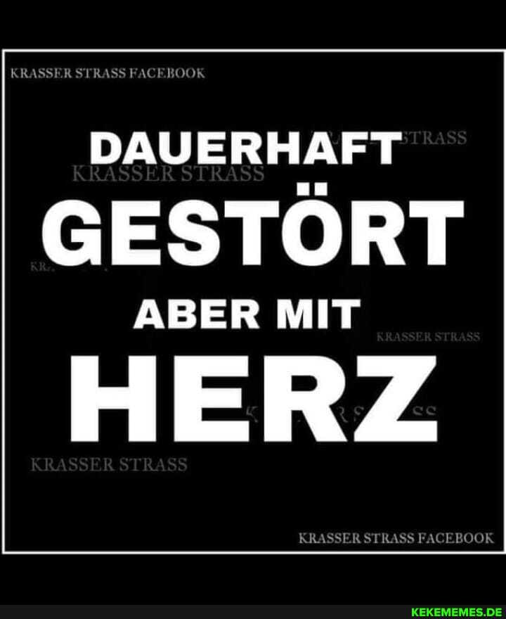 DAUERHAFT
GESTÖRT
ABER MIT
HERZ
KRASSER STRASS FACEBOOK