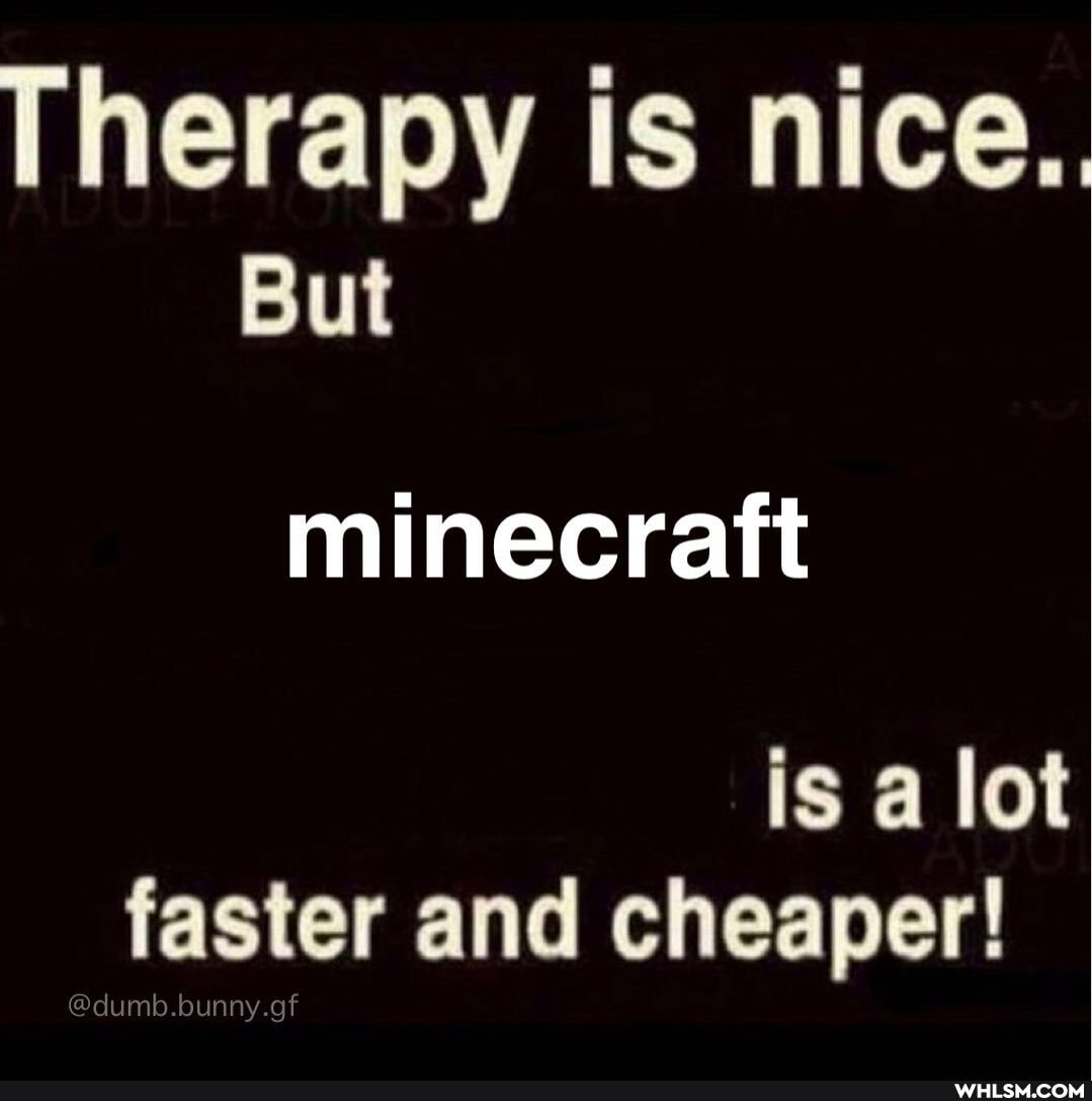 Therapy is nice..
But
minecraft
is a lot faster and cheaper!