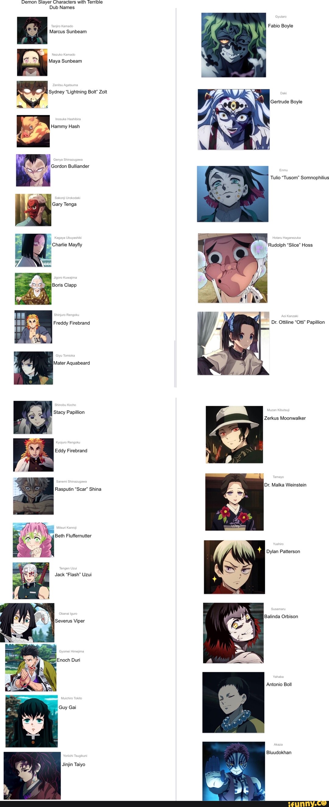 Demon Slayer Characters with Terrible Dub Names Marcus Sunbeam Maya