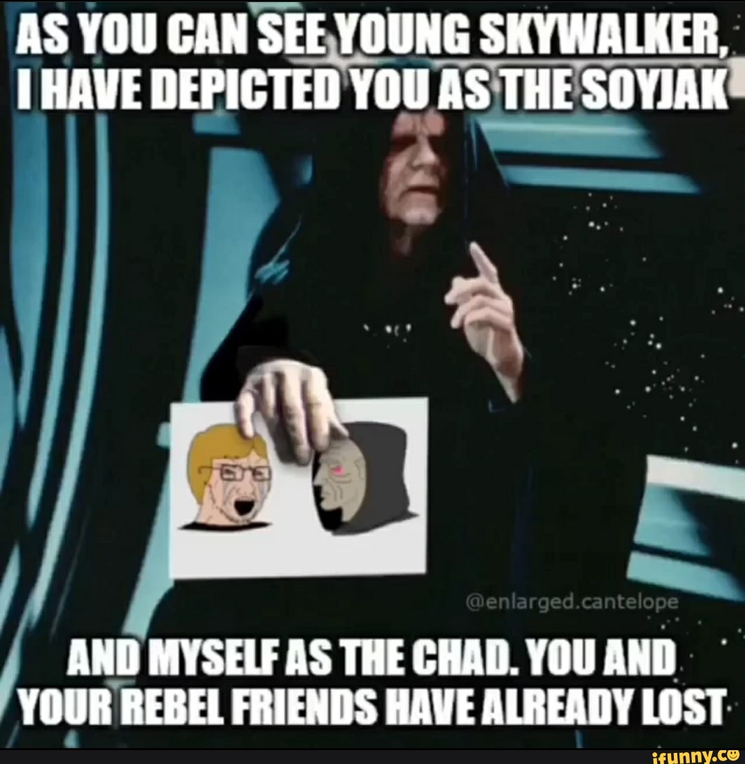 As You Can See Young Skywalker Have Depicted You As The Soyiak And Myself As The Chad You And Your Rebel Friends Have Already Lost