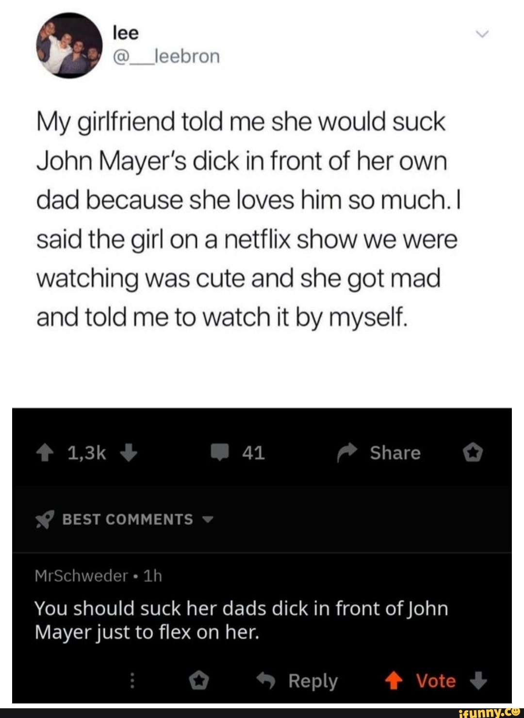 Lee ___leebron My girlfriend told me