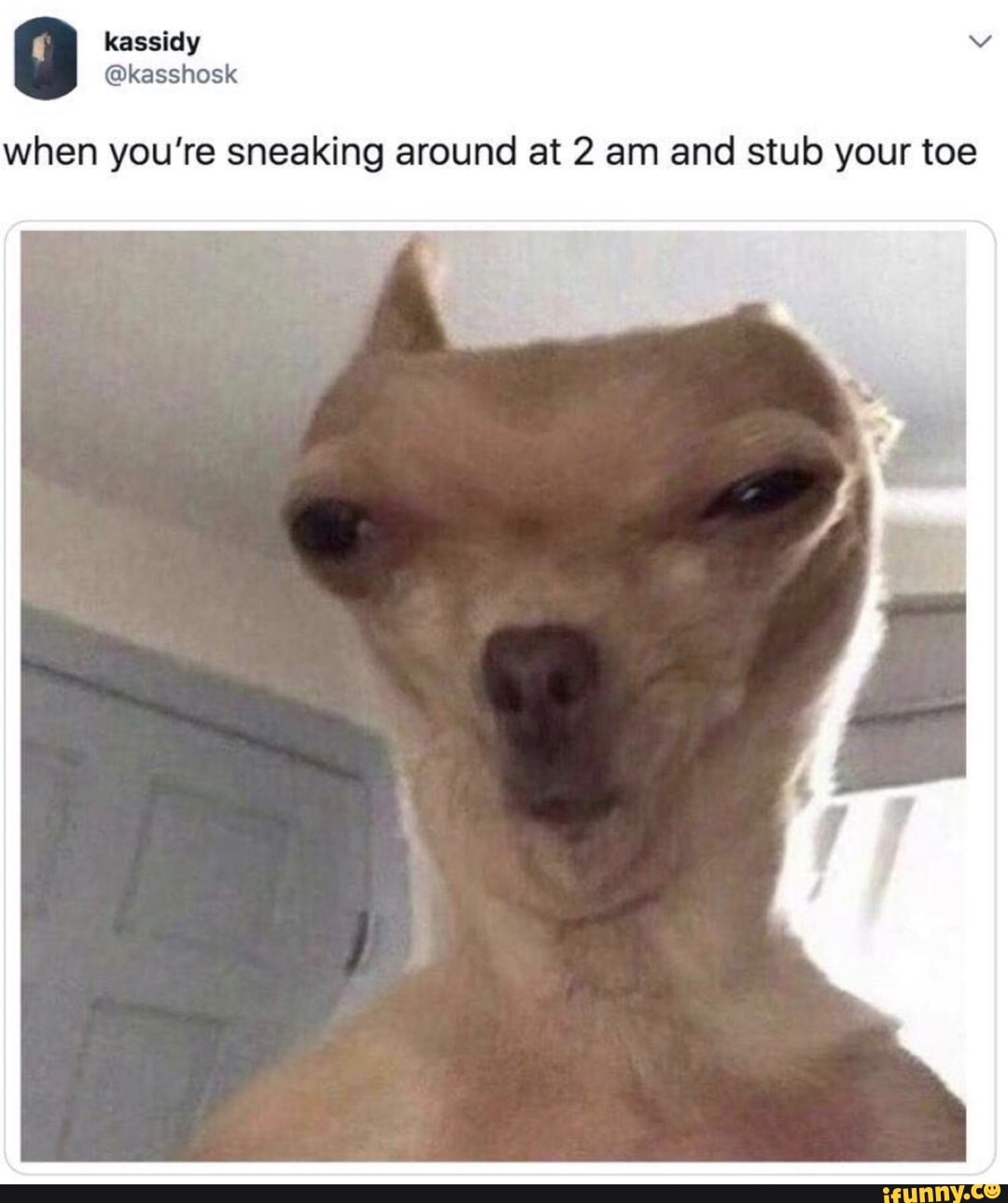when you're sneaking around at 2 am and stub your toe