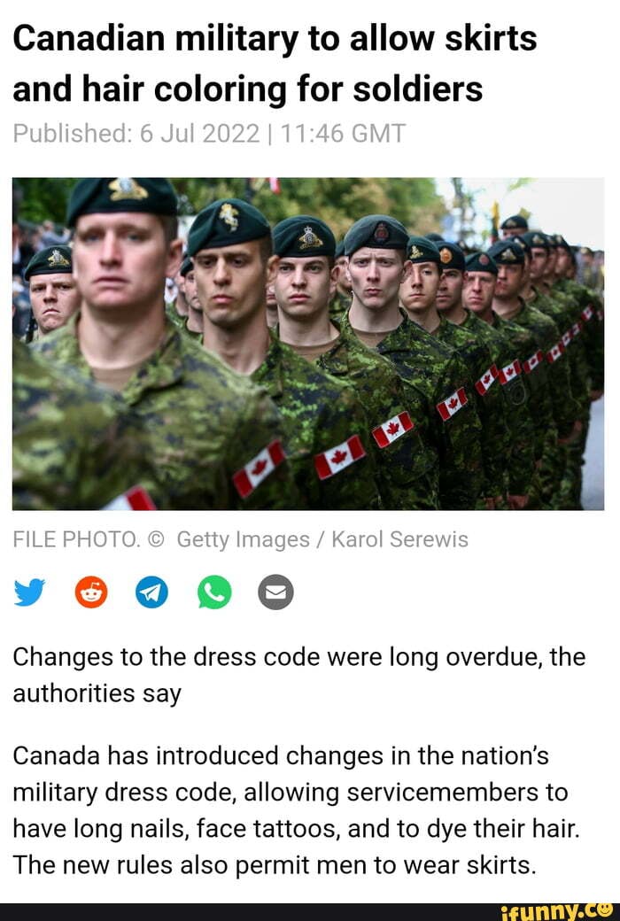 Canadian military to allow skirts and hair coloring for soldiers