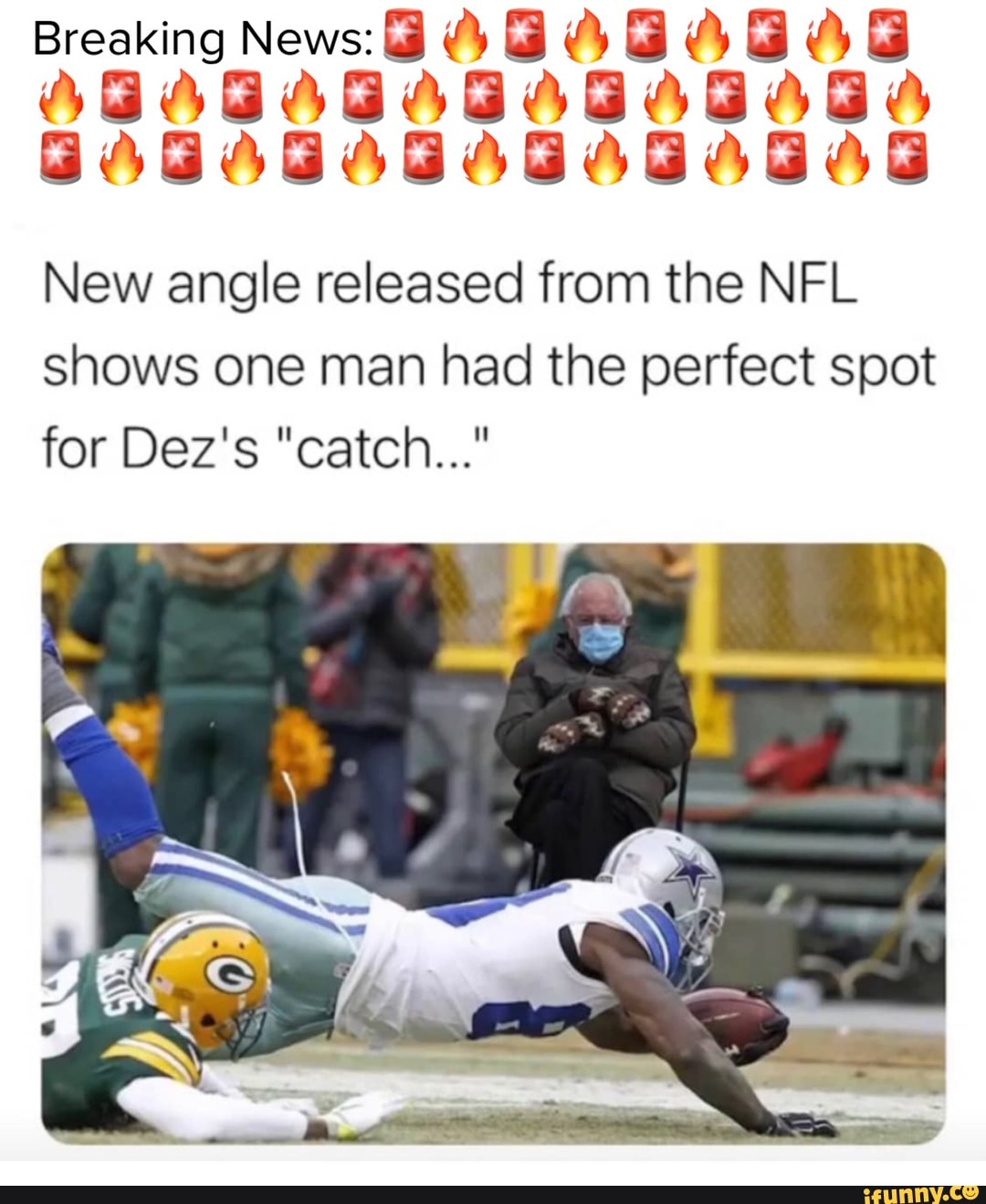 Breaking News: OW OW
New angle released from the NFL shows one man had the perfect spot for Dez's "catch..."