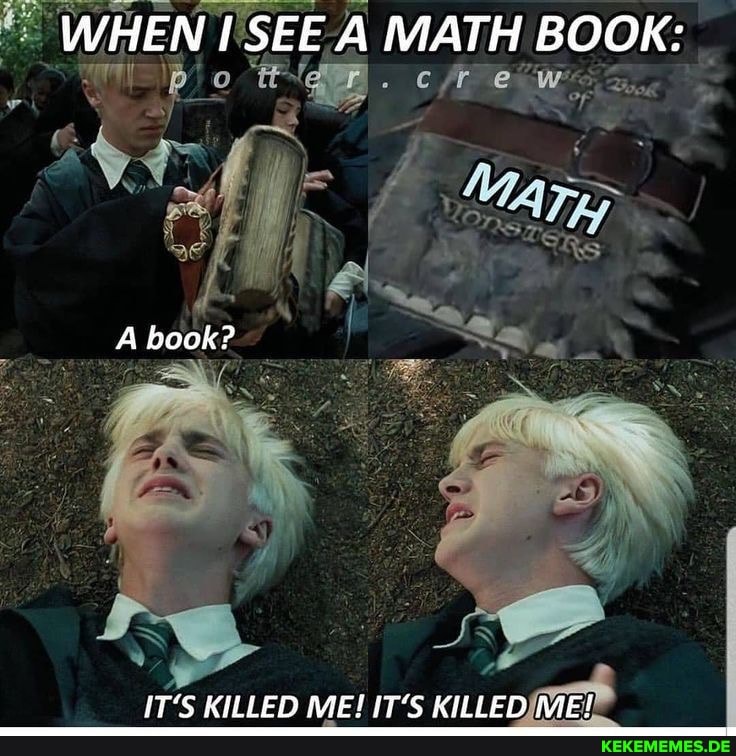 WHEN WHEN SEE A MATH BOOK:
A book?
IT'S KILLED ME! IT'S KILLED ME!