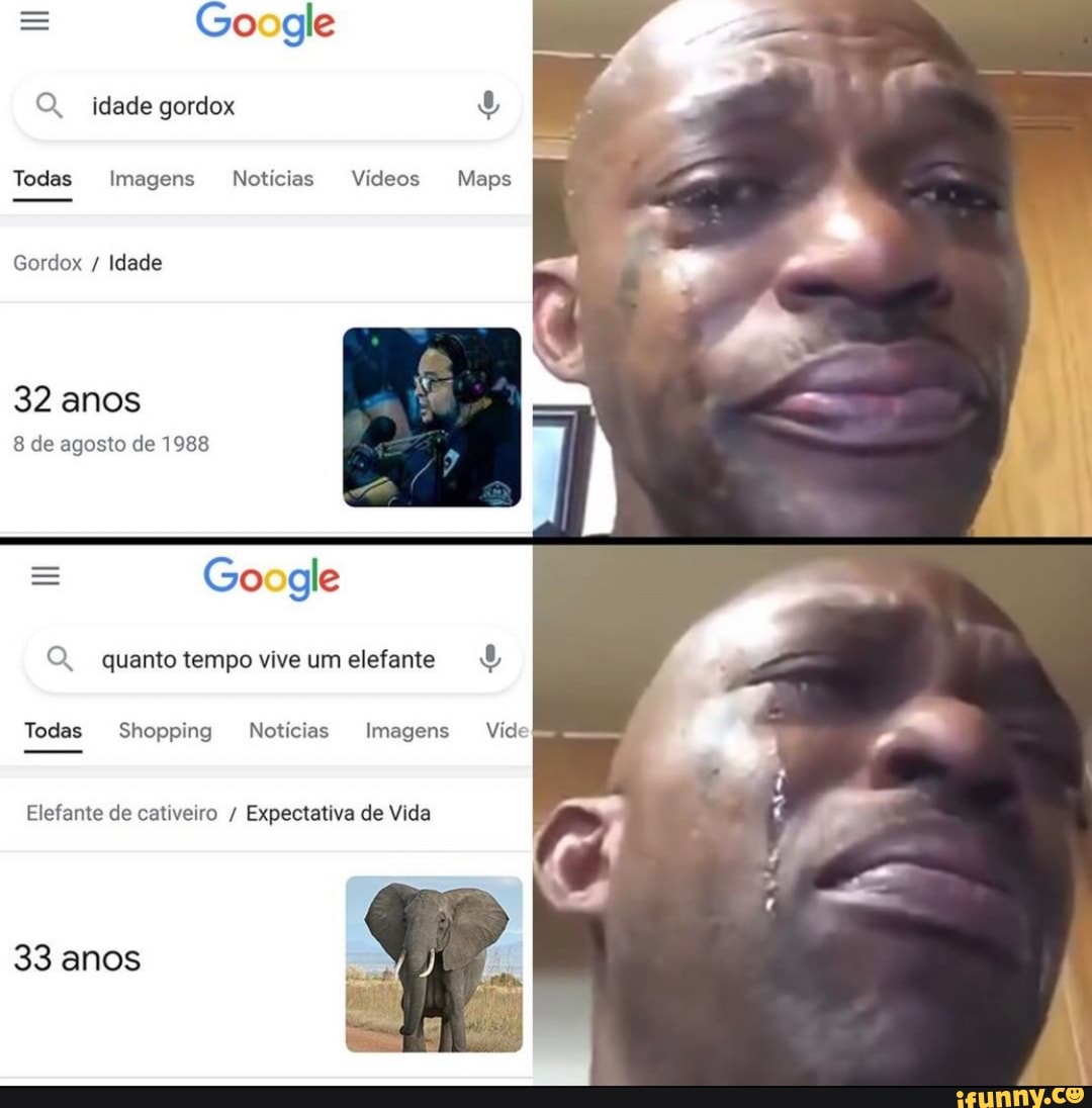 = Go dle
Q, idade gordox
Todas Imagens Notícias Vídeos Maps
Gordox / Idade
32 anos
8 de agosto de 1988
= Go gle
O, quanto tempo vive um elefante &
Todas Shopping Notícias Imagens Vide
Elefante de cativeiro / Expectativa de Vida
33 anos