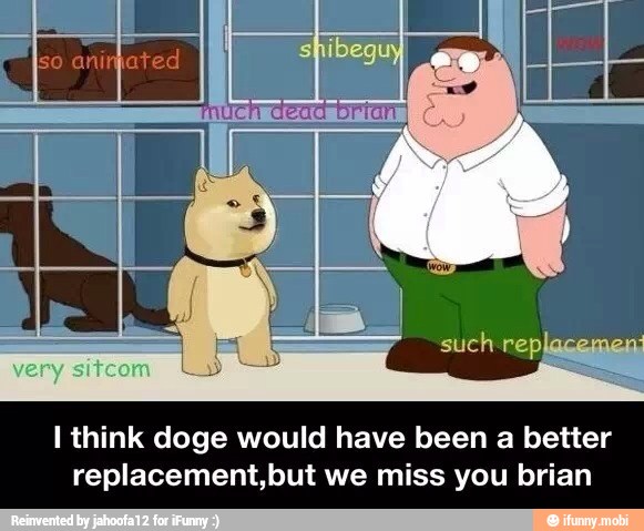 I think doge would have been a better
replacement,but we miss you brian