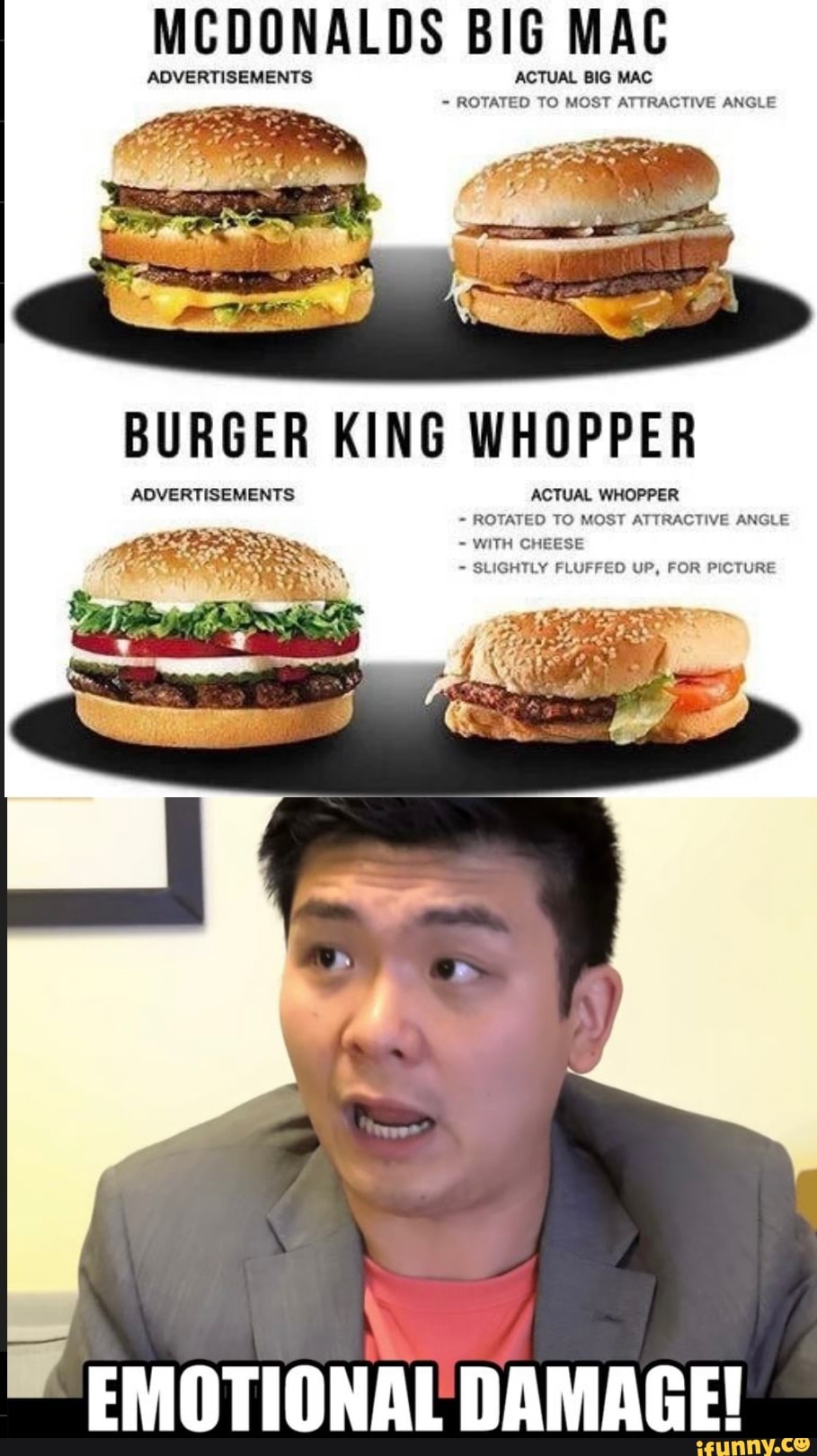 MCDONALDS BIG MAC ADVERTISEMENTS ACTUAL BIG MAC ROTATED TO MOST ATTRACTIVE ANGLE BURGER KING