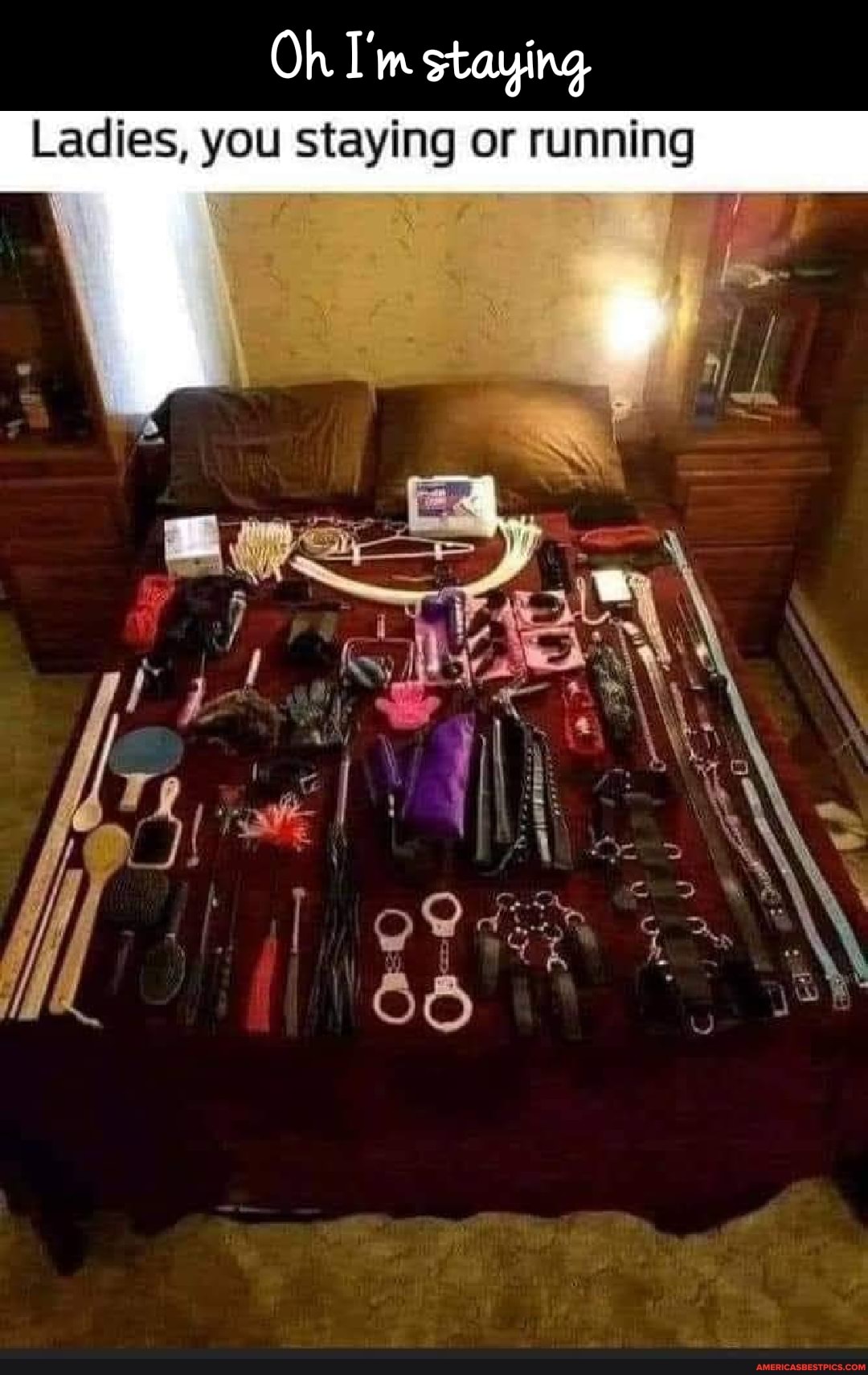 Oh I'm staying
Ladies, you staying or running