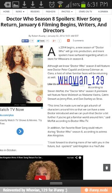 Doctor Who Season 8 Spoiler River Song
Return, January 6 Filming Begins, Writers, And
Directors