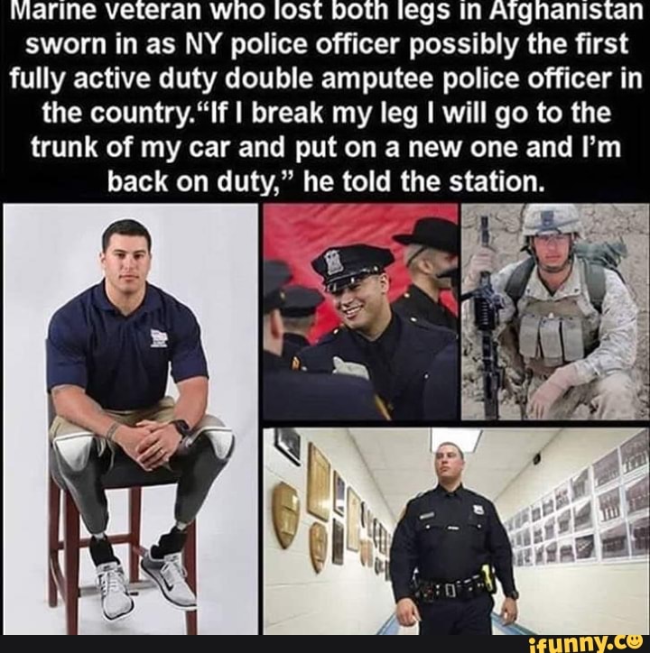 Marine veteran who lost both legs in Afghanistan sworn in as NY police ...