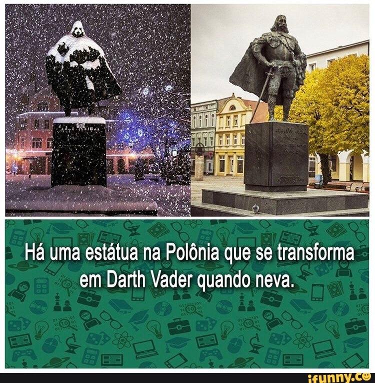 Há uma estátua na Polônia que se transforma em Darth Vader quando neva.