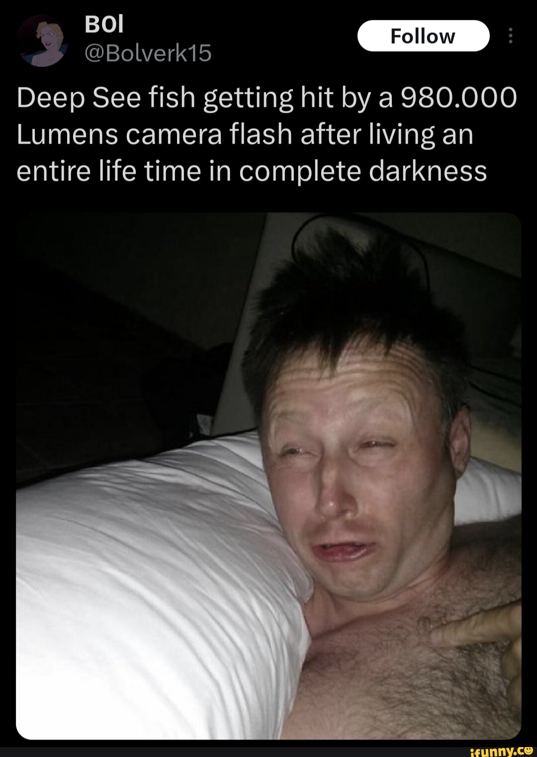 Follow Bolverk15 Deep See fish getting hit by a980.000 Lumens camera