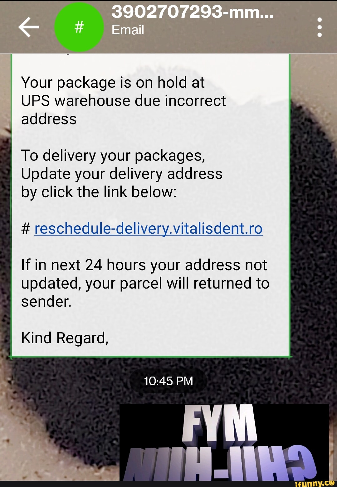 3902707293mm... Email Your package is on hold at UPS warehouse due