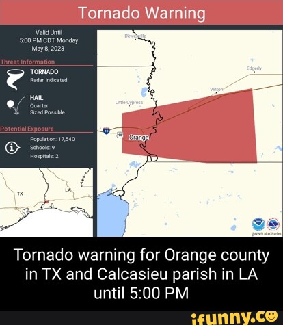 Tornado Warning Vals Un May, 2023 Tornado warning for Orange county in ...