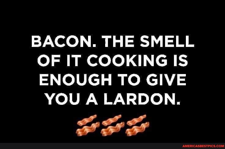 BACON. THE SMELL OF IT COOKING IS ENOUGH TO GIVE
YOU A LARDON.
Sr Se