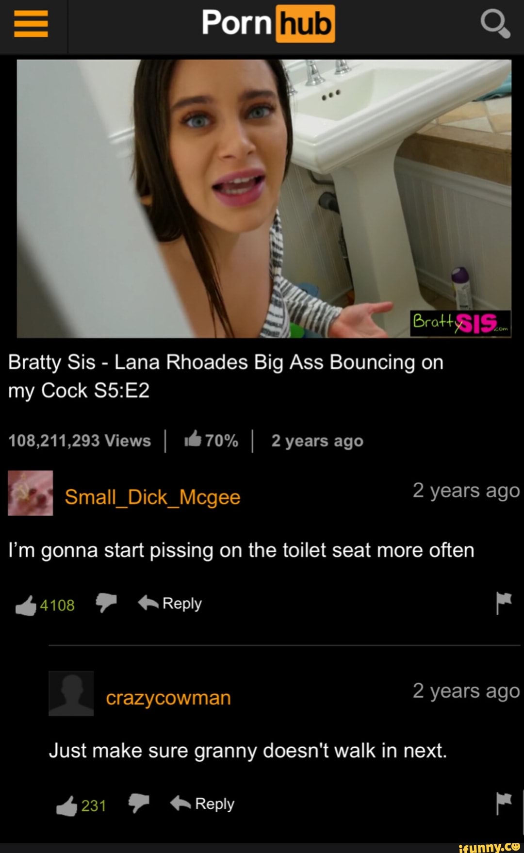 Porn Bratty Sis - Lana Rhoades Big Ass Bouncing on my Cock 108,211,293  Views I 170%