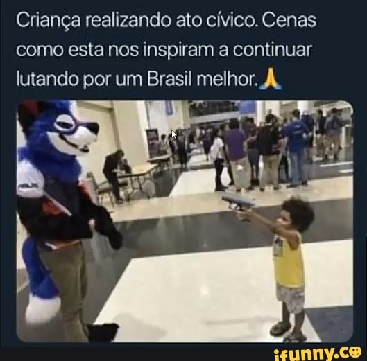 Criança realizando ato cívico. Cenas como esta nos inspiram a continuar lutando por um Brasil melhor. À.