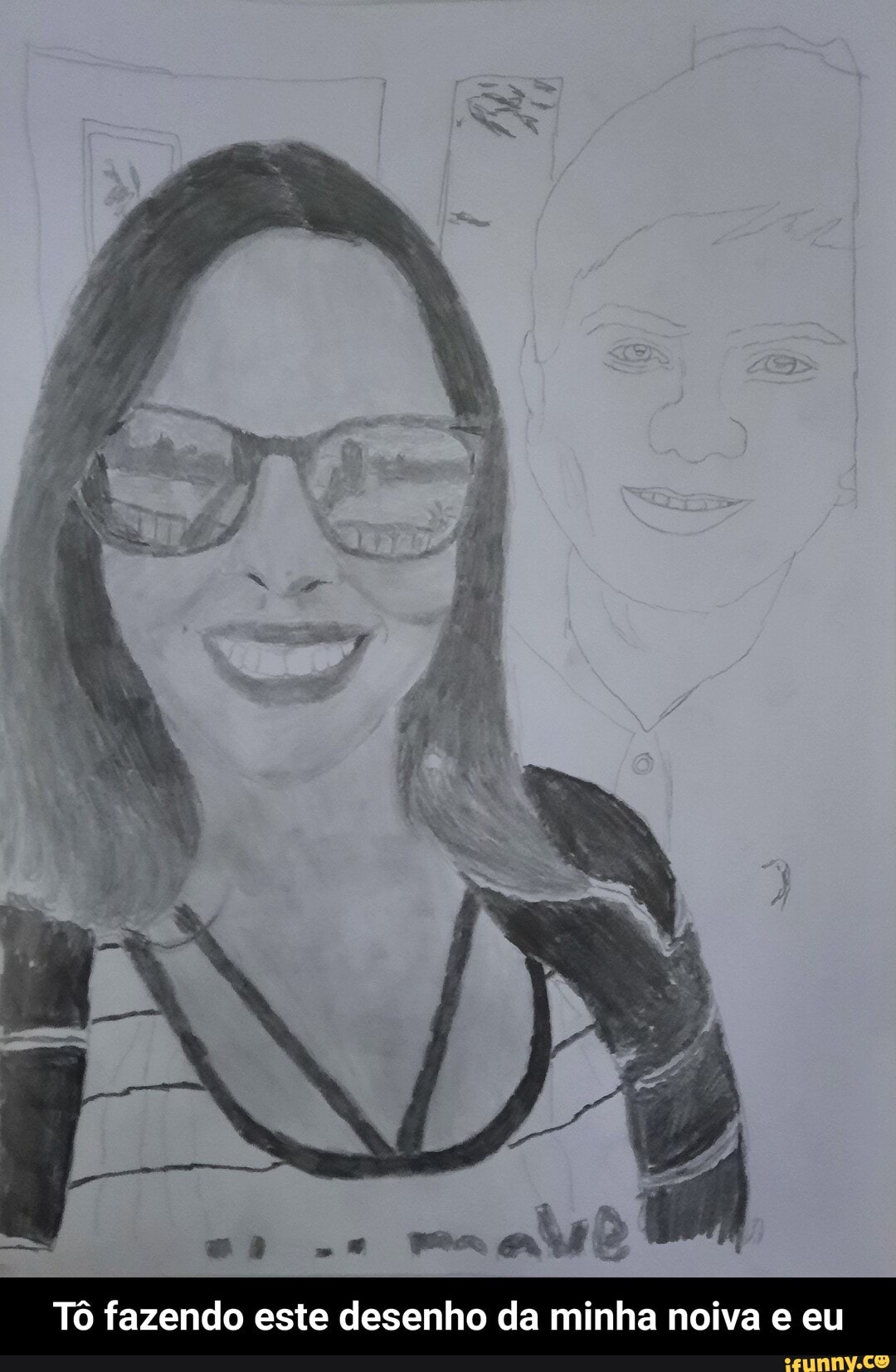 Tô fazendo este desenho da minha noiva e eu - Tô fazendo este desenho da minha noiva e eu