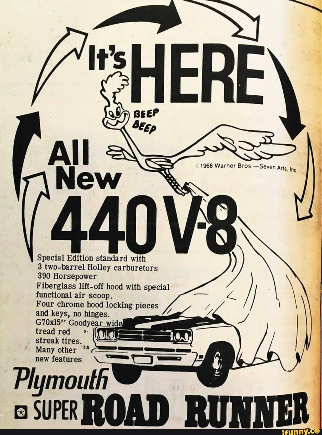 All Ne Special Edition standard with 3 twobarrel Holley carburetors 390 Horsepower Fiberglass