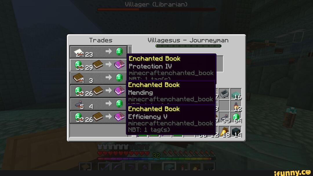 Trades Enchanted Book Protection IV minecraftenchanted_book 