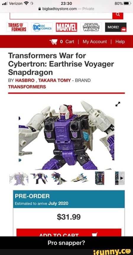 Transformers War for Cybertron: Earthrise Voyager Snapdragon BY HASBRO ...