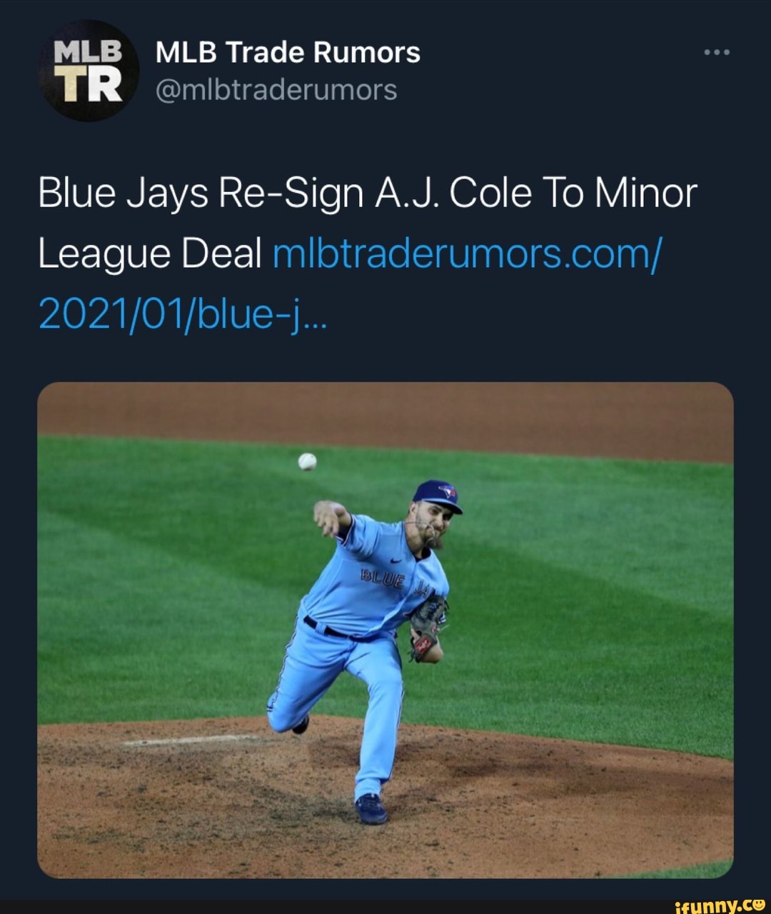 MLB MLB Trade Rumors TR @mlbtraderumors Blue Jays Re-Sign A.J. Cole To ...