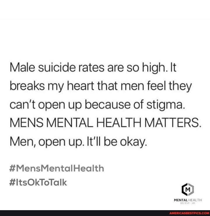 Male suicide rates are so high. It breaks my heart that men feel they can't open up because of stigma.
MENS MENTAL HEALTH MATTERS.
Men, open up. It'll be okay.
#MensMentalHealth
#ItsOkToTalk