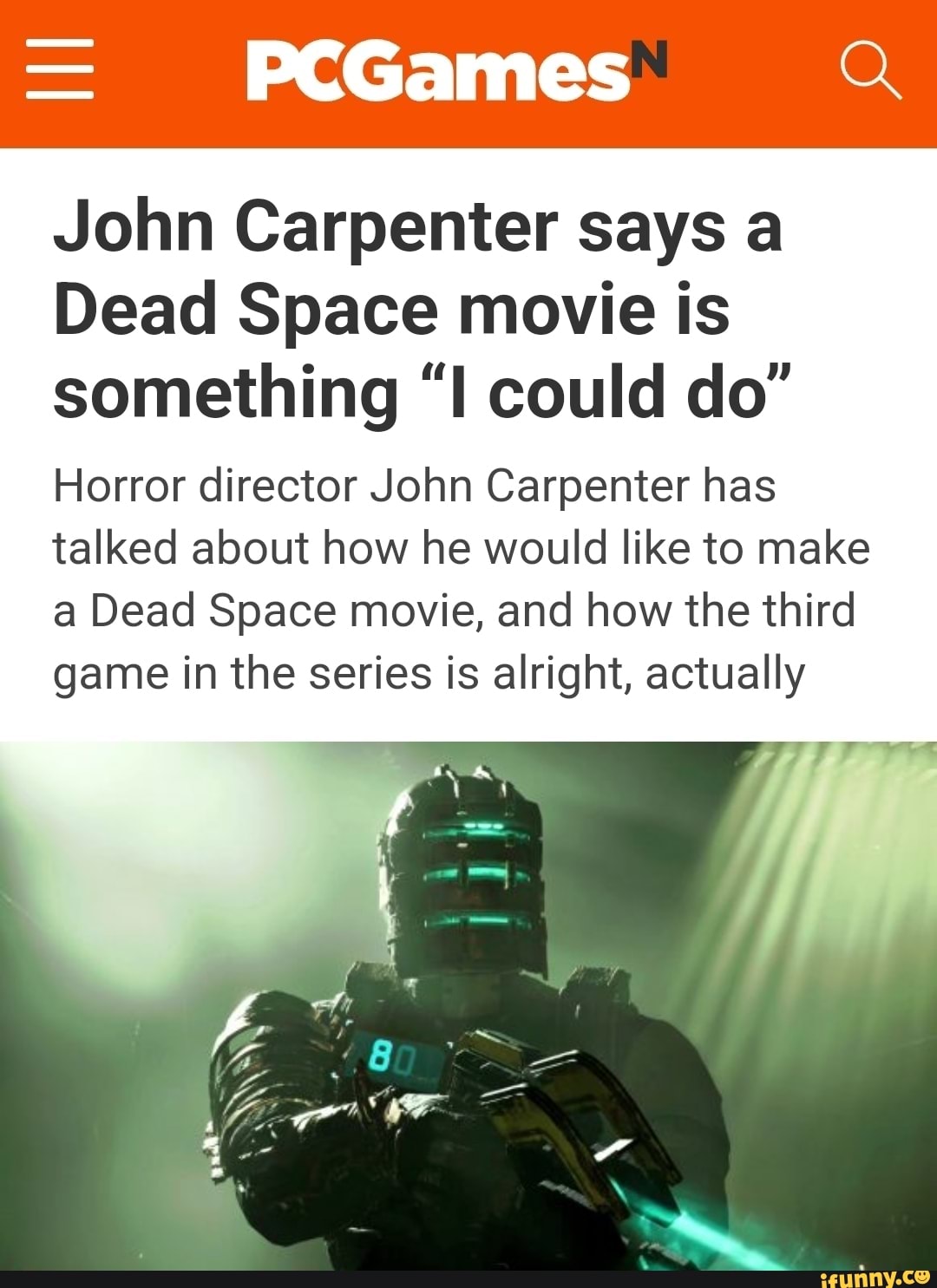 John Carpenter Reiterates His Desire to Helm a 'Dead Space' Film