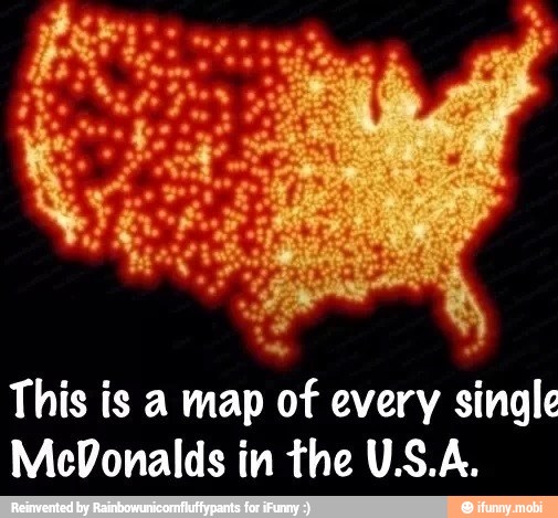 This is a map of every single
McDonalds in the U.S.A.
