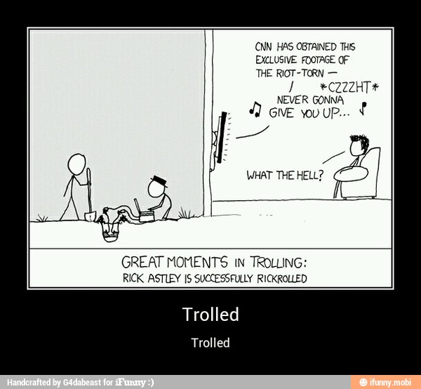 WHAT THE HELL?
GREAT MOMENTS IN TROLLING:
RICK ASTUEY 15 SUCCESSFULLY RICKROLLED - Trolled
Trolled